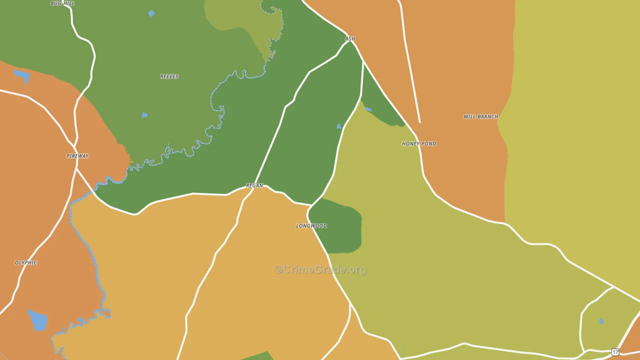 Ash, NC Map of Drug-Related Crime Rates