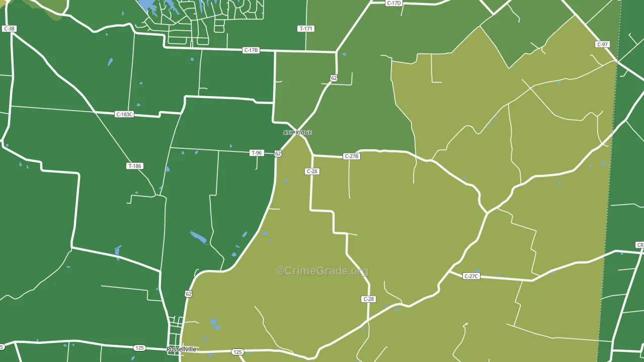 Ash Ridge, OH Map of Drug-Related Crime Rates