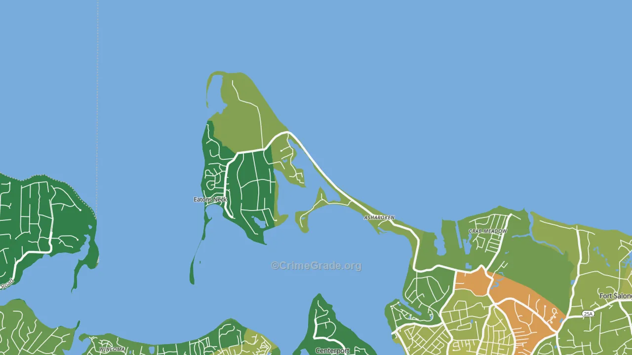 Asharoken, NY Map of Drug-Related Crime Rates
