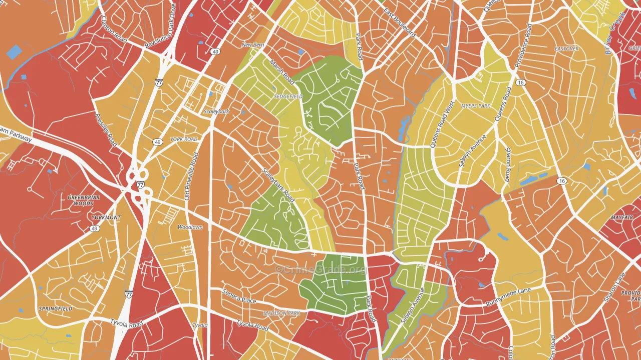 Ashbrook-Clawson Village, Charlotte, NC Map of Drug-Related Crime Rates