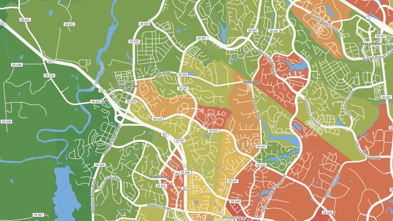 Ashburn Farm, Ashburn, VA Map of Drug-Related Crime Rates