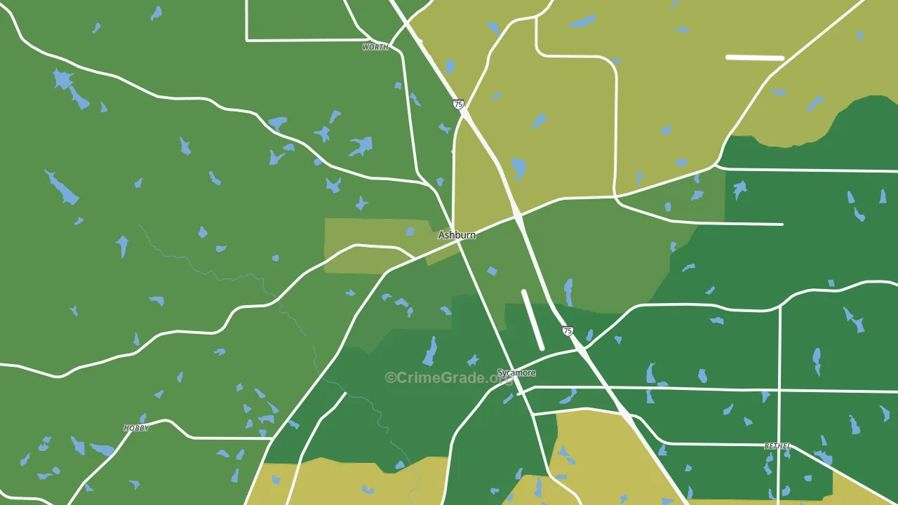 Ashburn, GA Map of Drug-Related Crime Rates