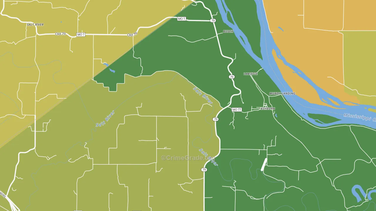 Ashburn, MO Map of Drug-Related Crime Rates