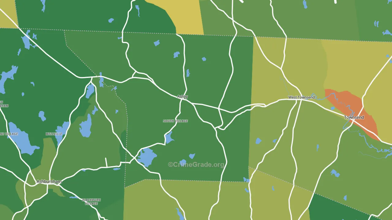 Ashby, MA Map of Drug-Related Crime Rates