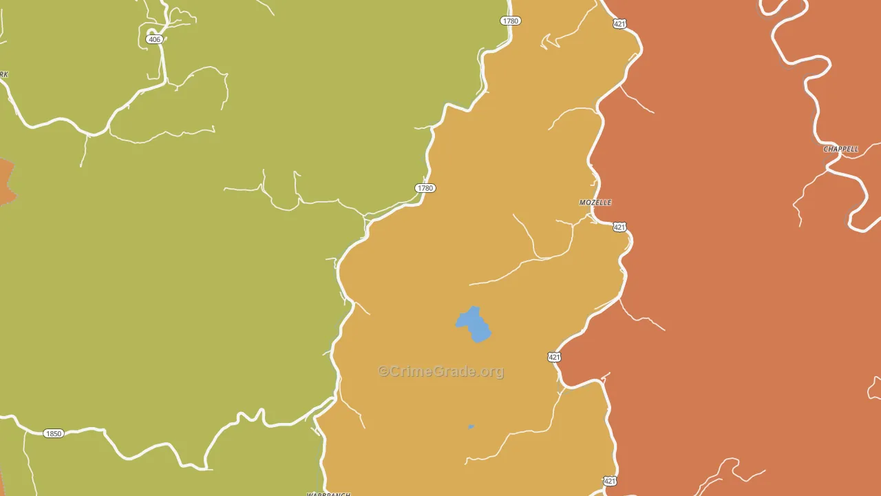 Asher, KY Map of Drug-Related Crime Rates
