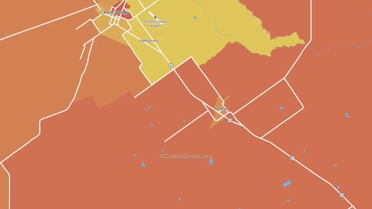Asherton, TX Map of Drug-Related Crime Rates