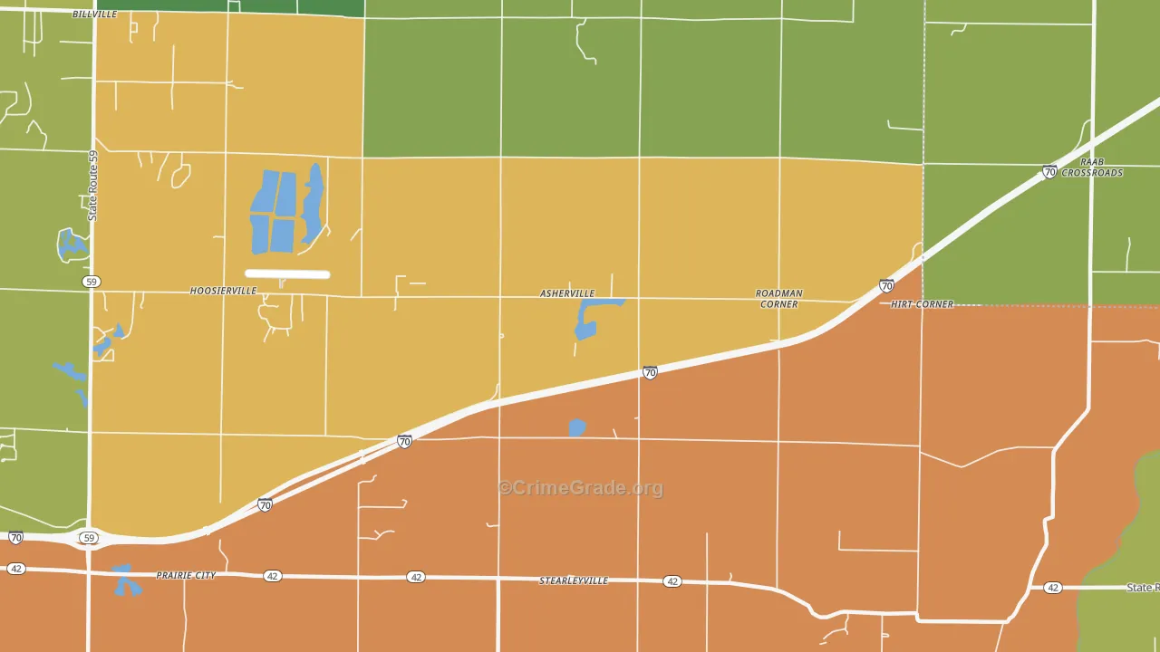 Asherville, IN Map of Drug-Related Crime Rates