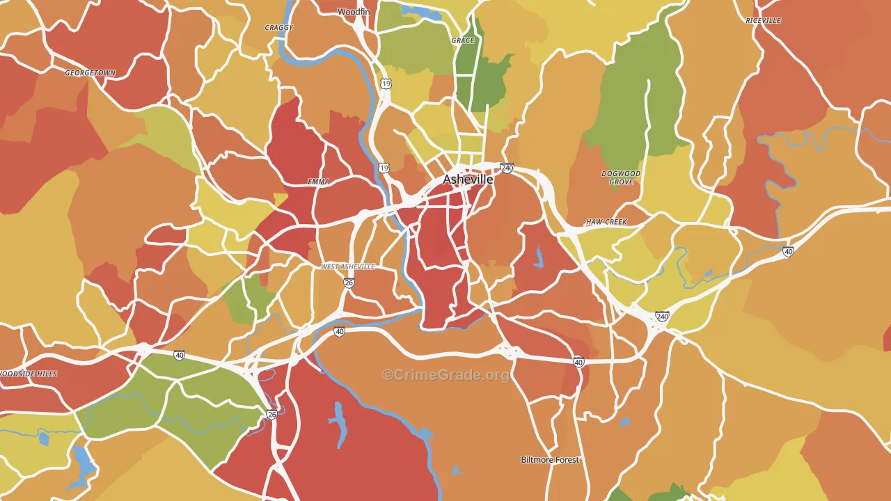 Asheville, NC Map of Drug-Related Crime Rates