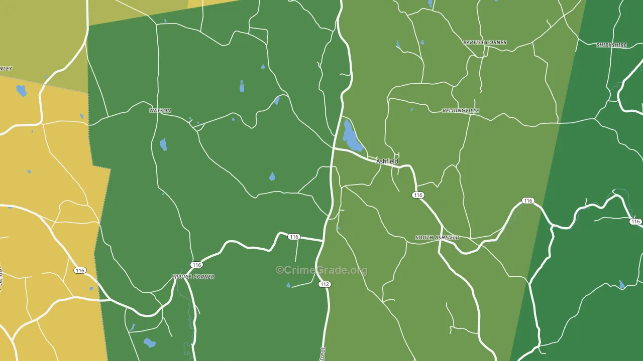 Ashfield, MA Map of Drug-Related Crime Rates