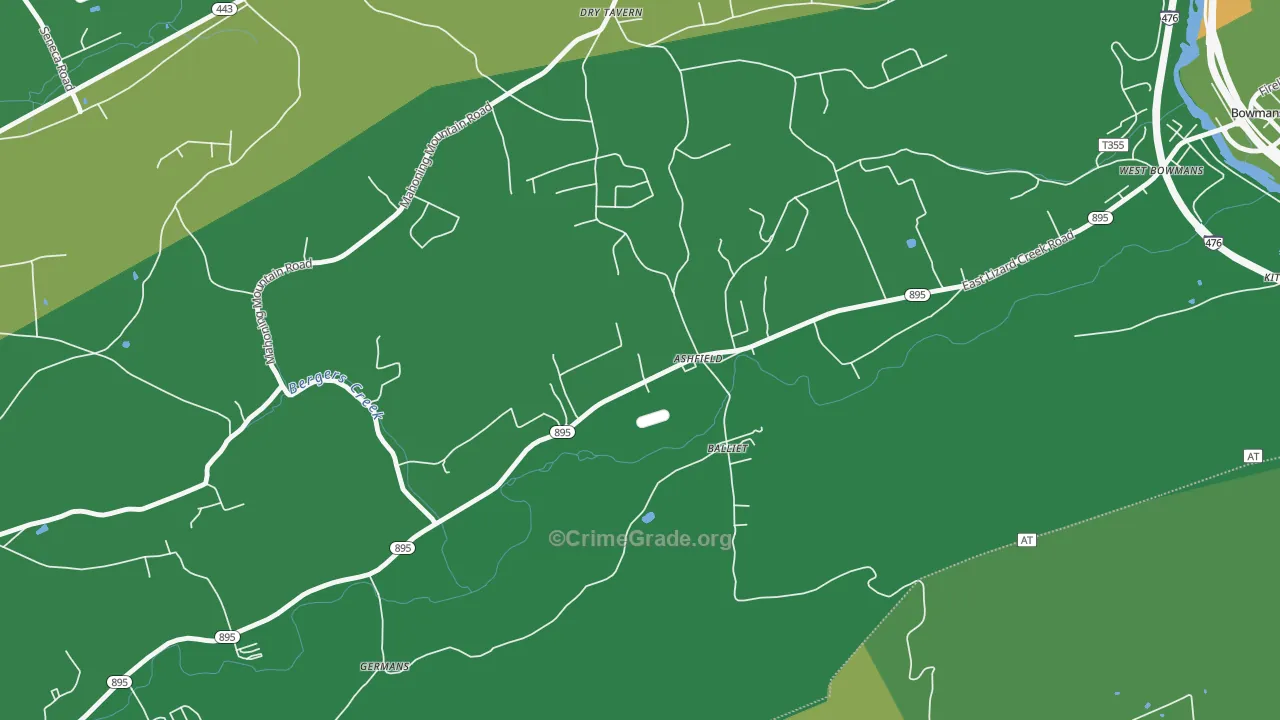 Ashfield, PA Map of Drug-Related Crime Rates