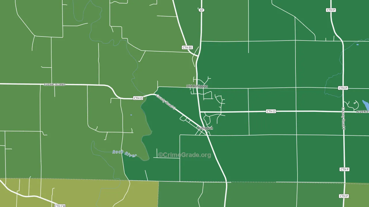 Ashippun, WI Map of Drug-Related Crime Rates
