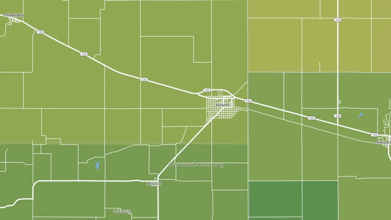 Ashland, IL Map of Drug-Related Crime Rates