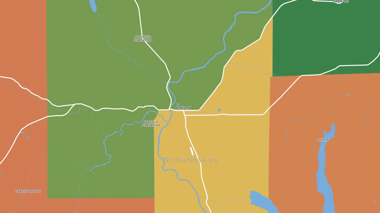Ashland, ME Map of Drug-Related Crime Rates