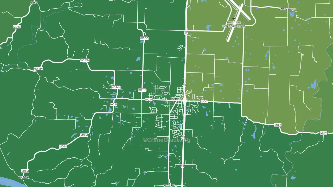 Ashland, MO Map of Drug-Related Crime Rates
