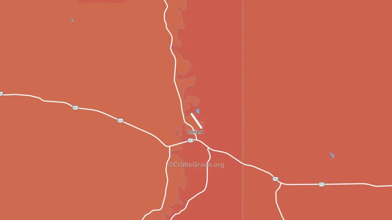 Ashland, MT Map of Drug-Related Crime Rates