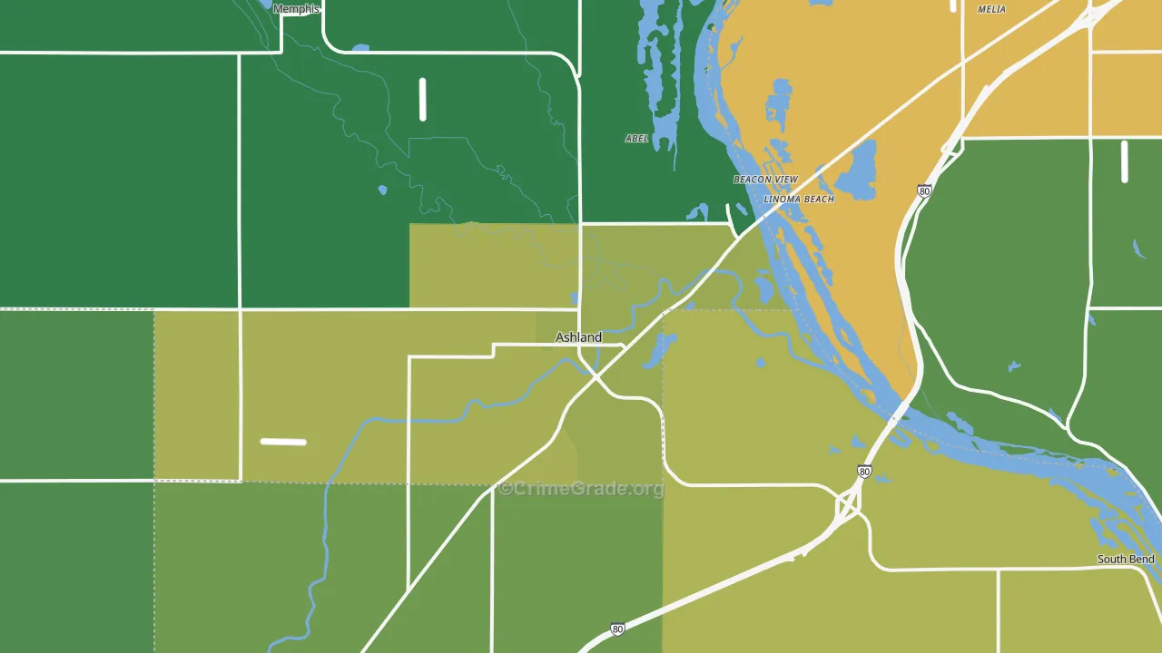 Ashland, NE Map of Drug-Related Crime Rates