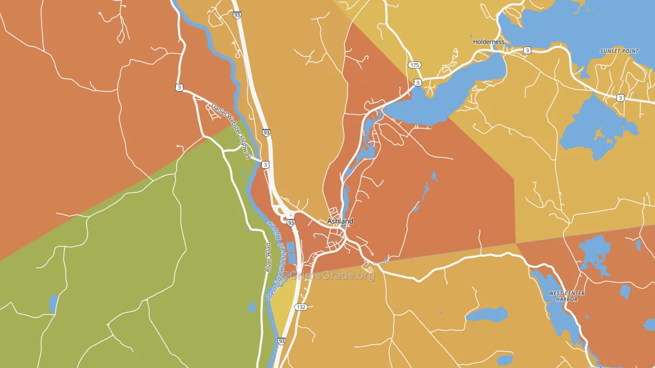Ashland, NH Map of Drug-Related Crime Rates