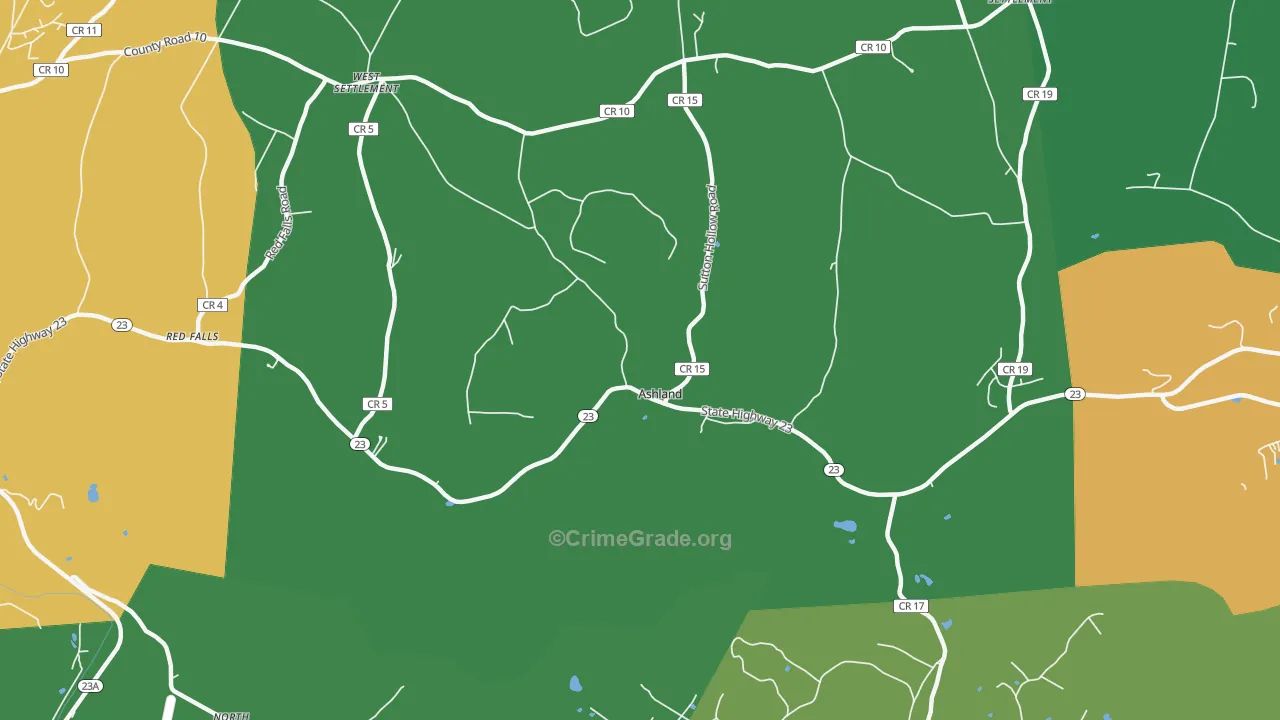 Ashland, NY Map of Drug-Related Crime Rates