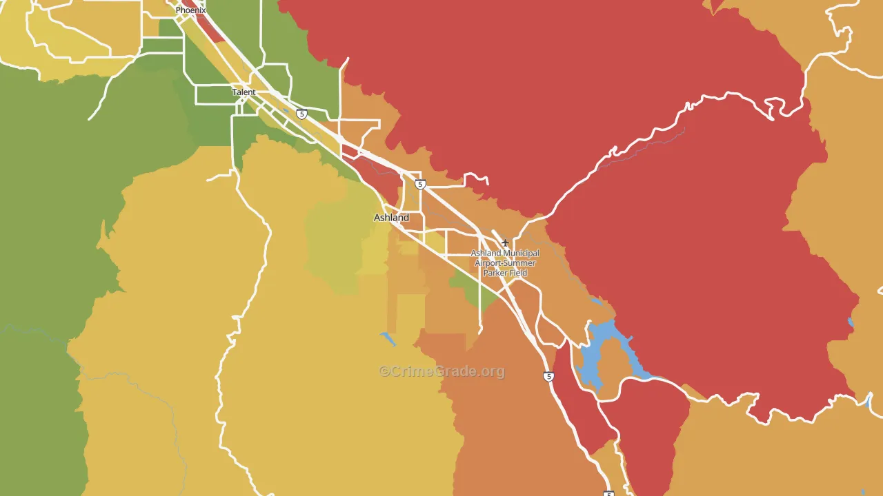 Ashland, OR Map of Drug-Related Crime Rates