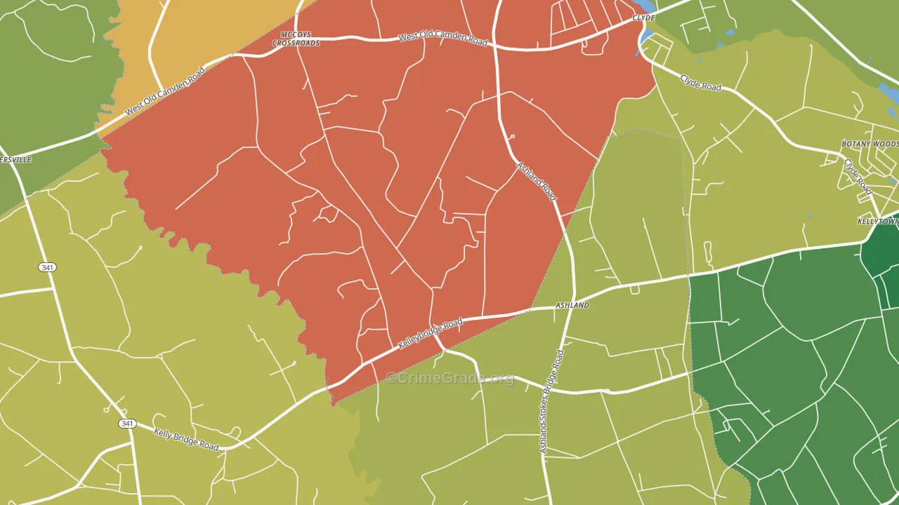 Ashland, SC Map of Drug-Related Crime Rates