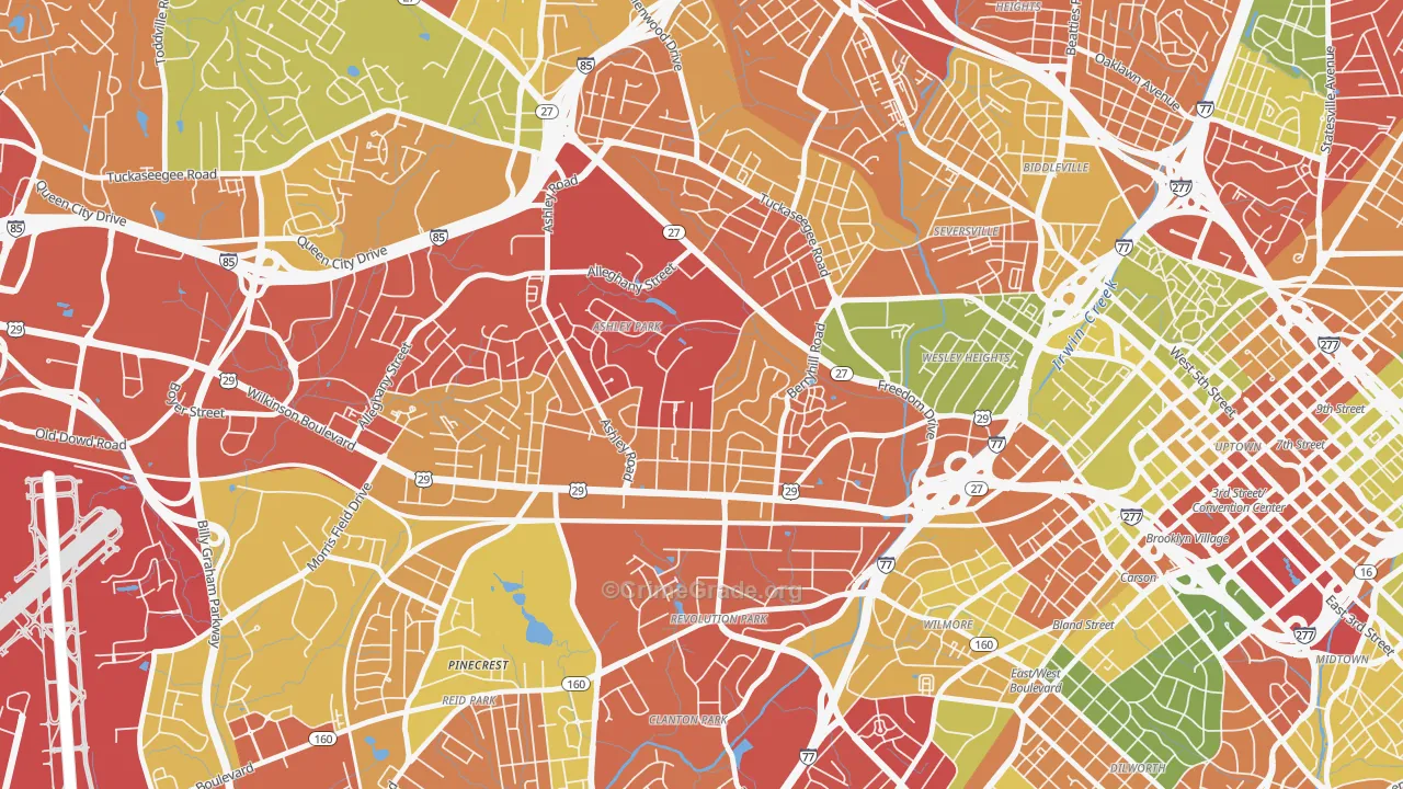 Ashley Park, Charlotte, NC Map of Drug-Related Crime Rates