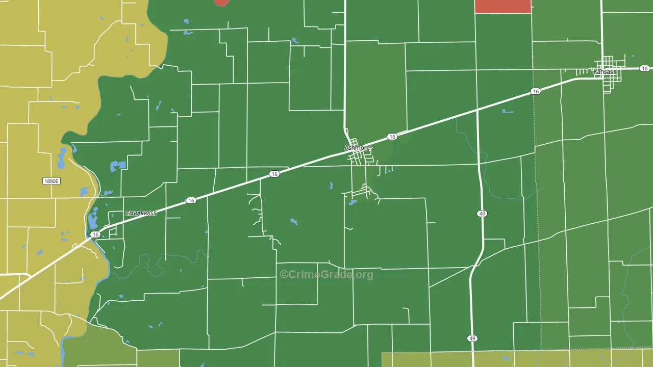 Ashmore, IL Map of Drug-Related Crime Rates