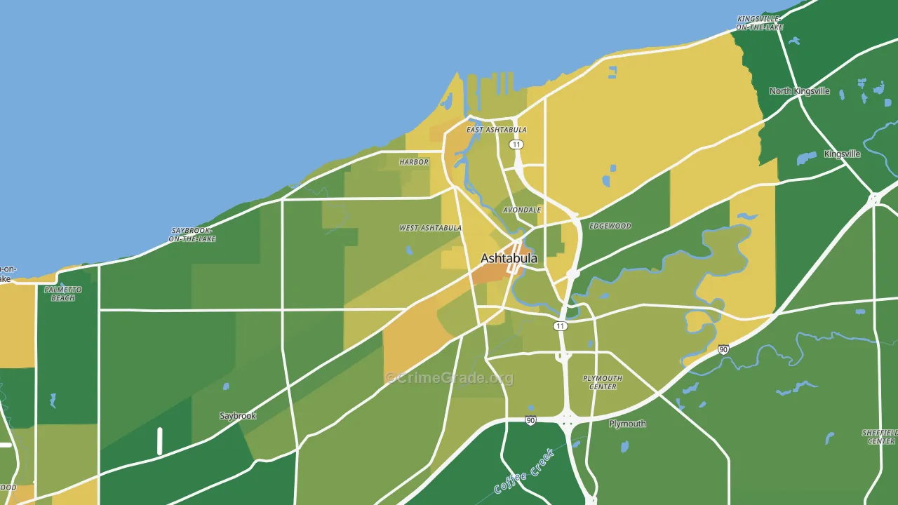 Ashtabula, OH Map of Drug-Related Crime Rates