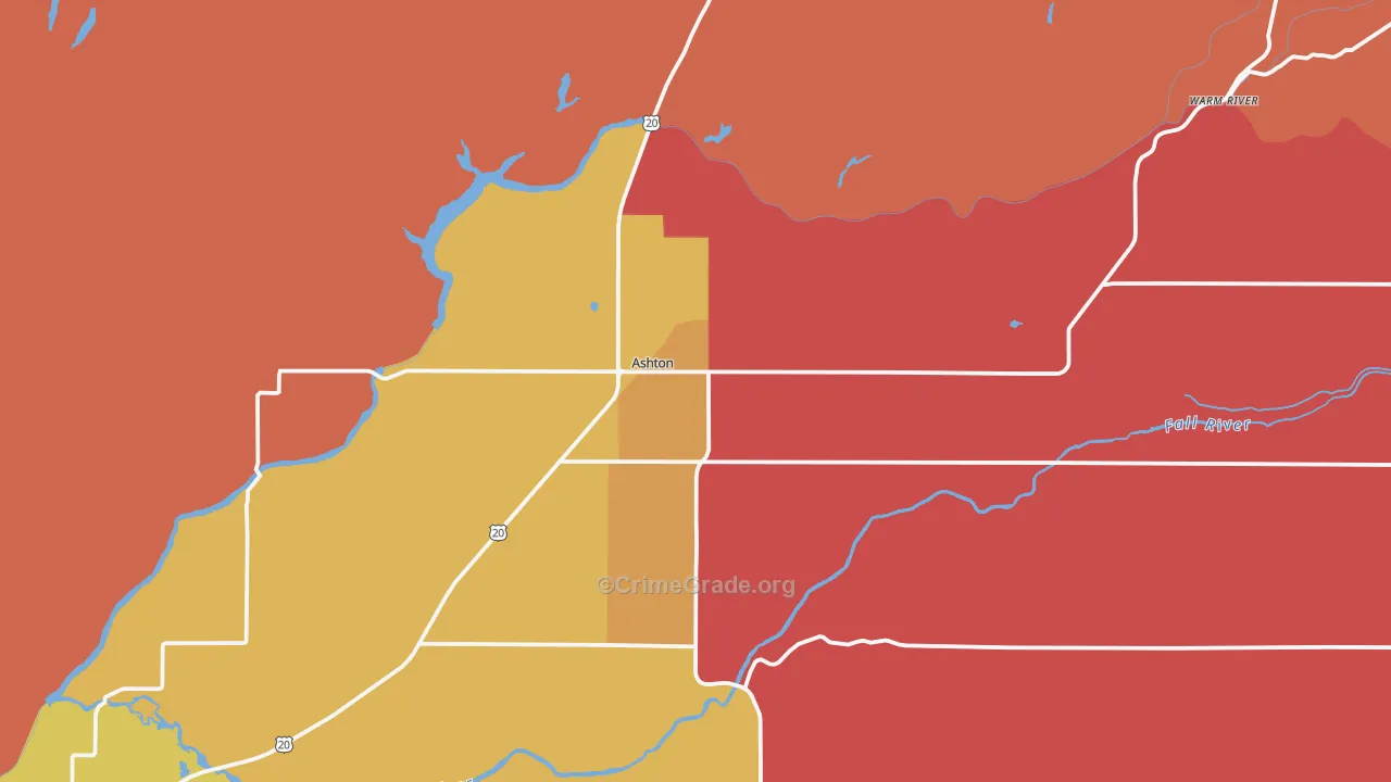 Ashton, ID Map of Drug-Related Crime Rates