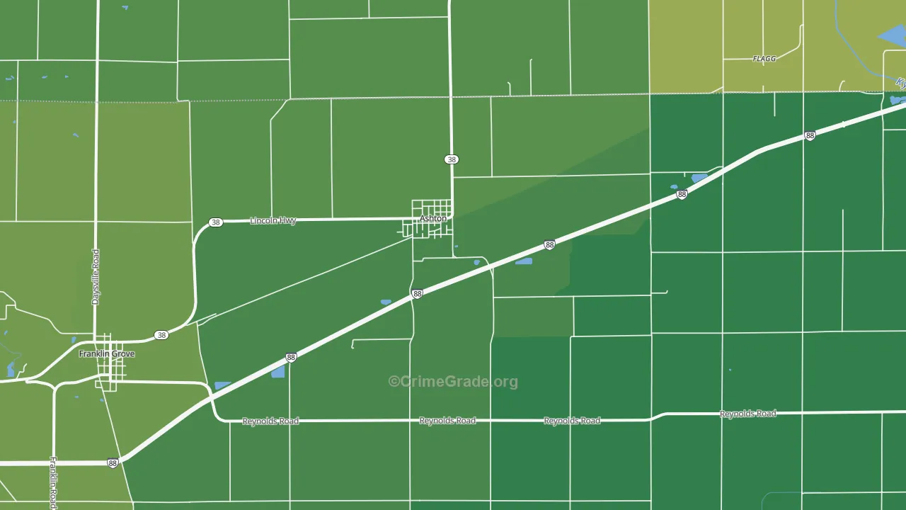 Ashton, IL Map of Drug-Related Crime Rates