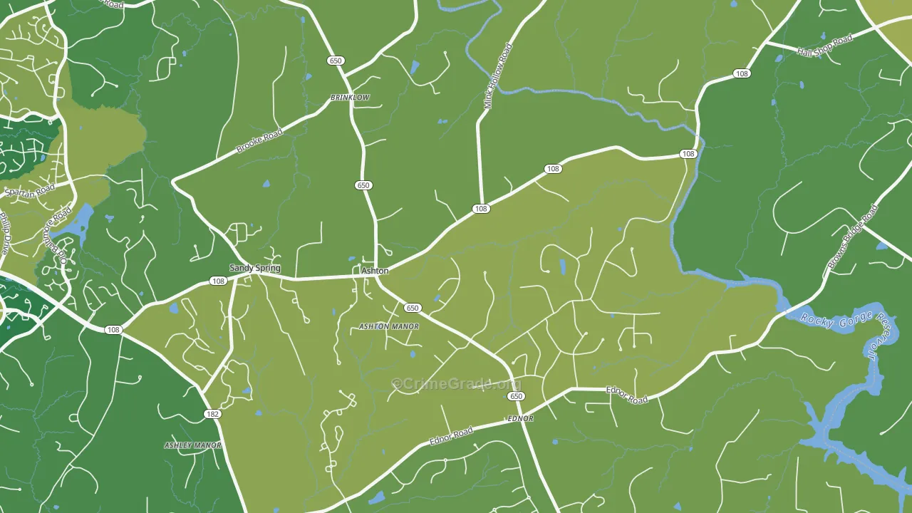 Ashton, MD Map of Drug-Related Crime Rates