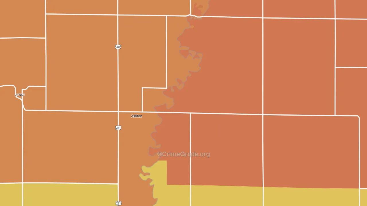 Ashton, SD Map of Drug-Related Crime Rates