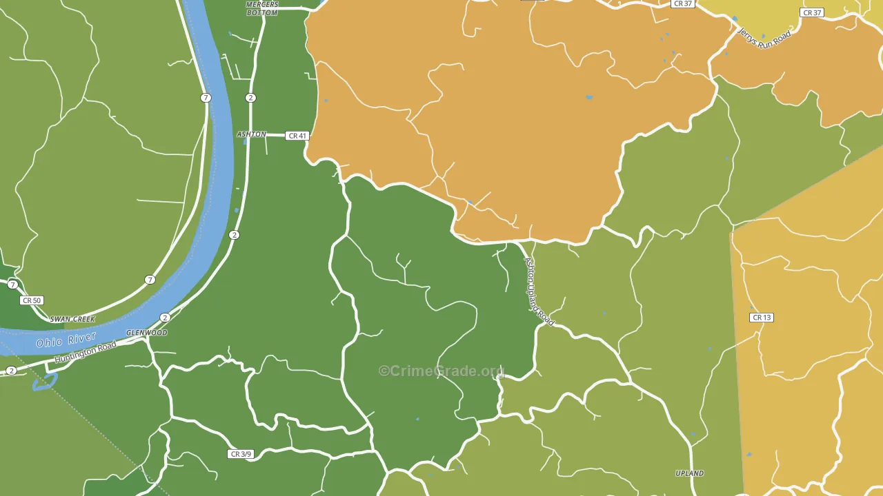Ashton, WV Map of Drug-Related Crime Rates