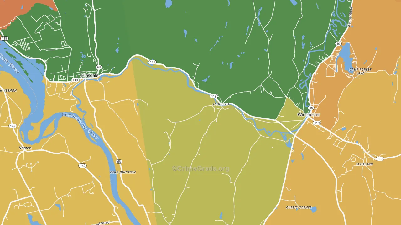 Ashuelot, NH Map of Drug-Related Crime Rates