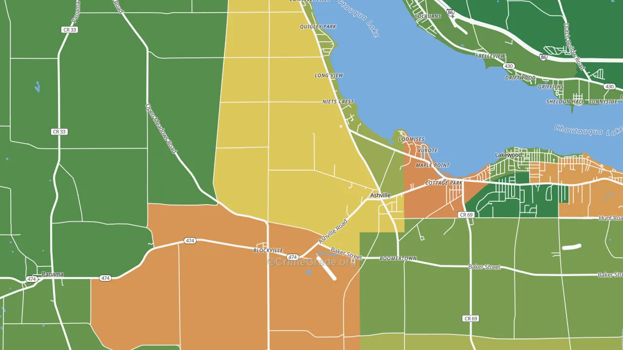 Ashville, NY Map of Drug-Related Crime Rates