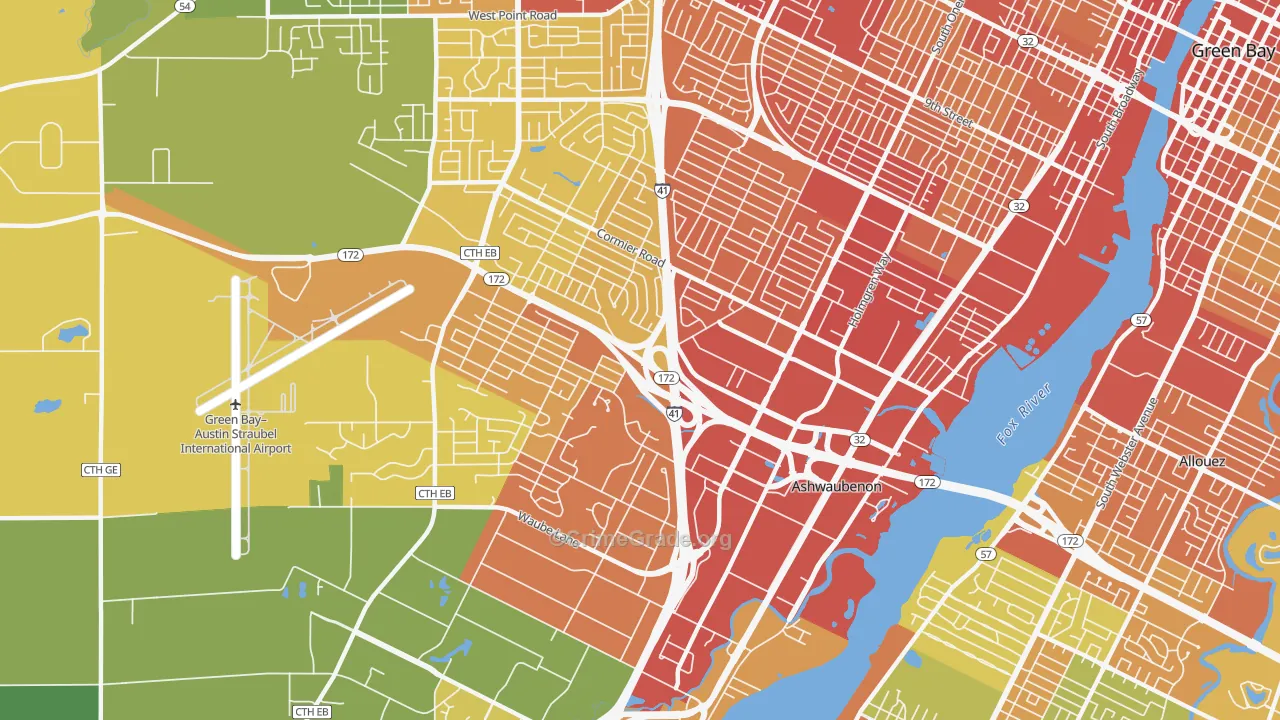 Ashwaubenon, WI Map of Drug-Related Crime Rates