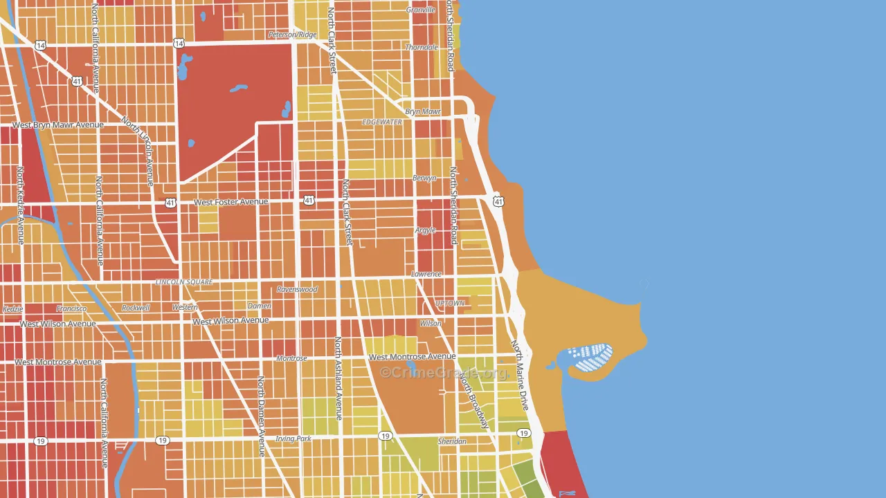 Asia on Argyle, Chicago, IL Map of Drug-Related Crime Rates