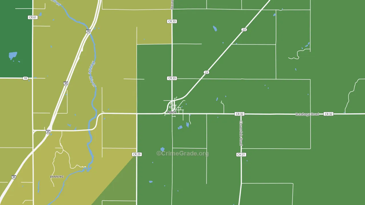 Askov, MN Map of Drug-Related Crime Rates