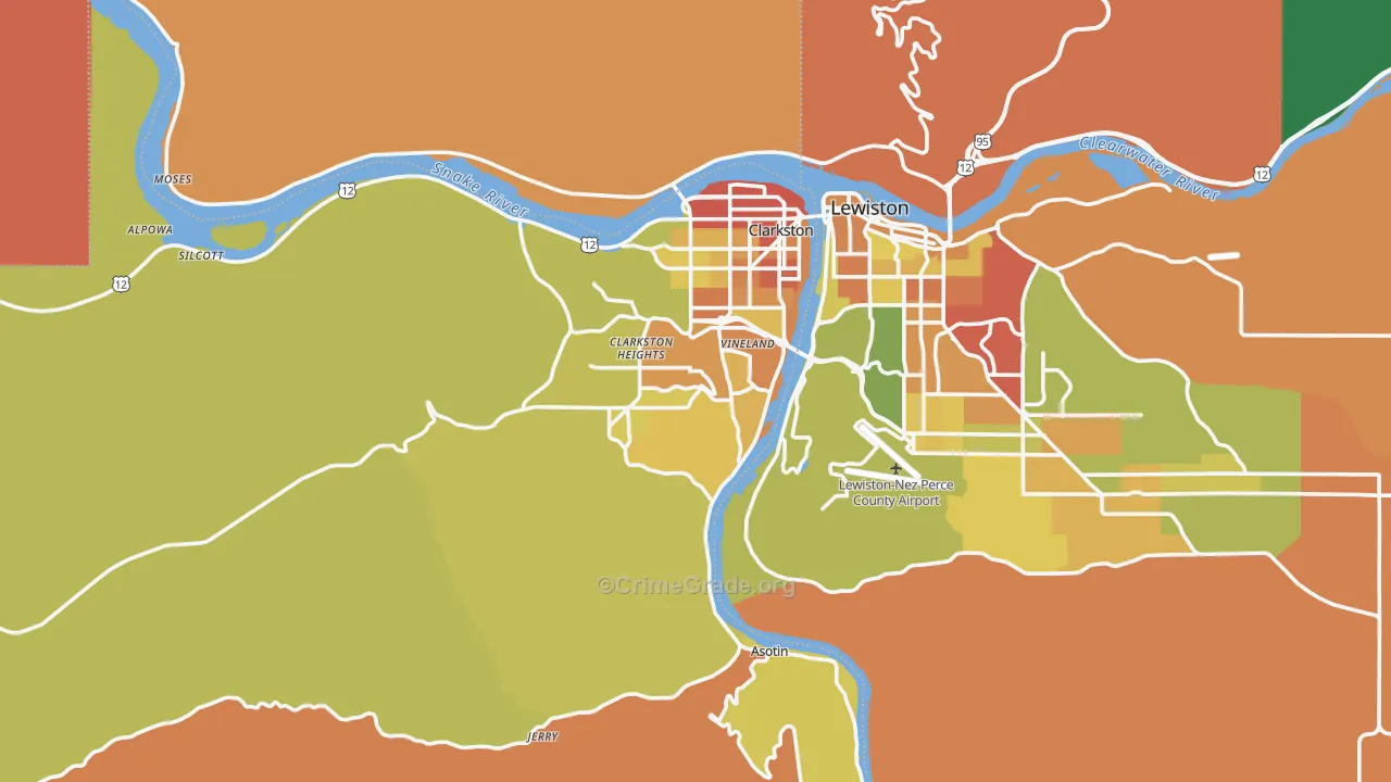 Asotin County, WA Map of Drug-Related Crime Rates