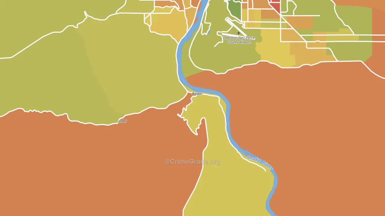 Asotin, WA Map of Drug-Related Crime Rates