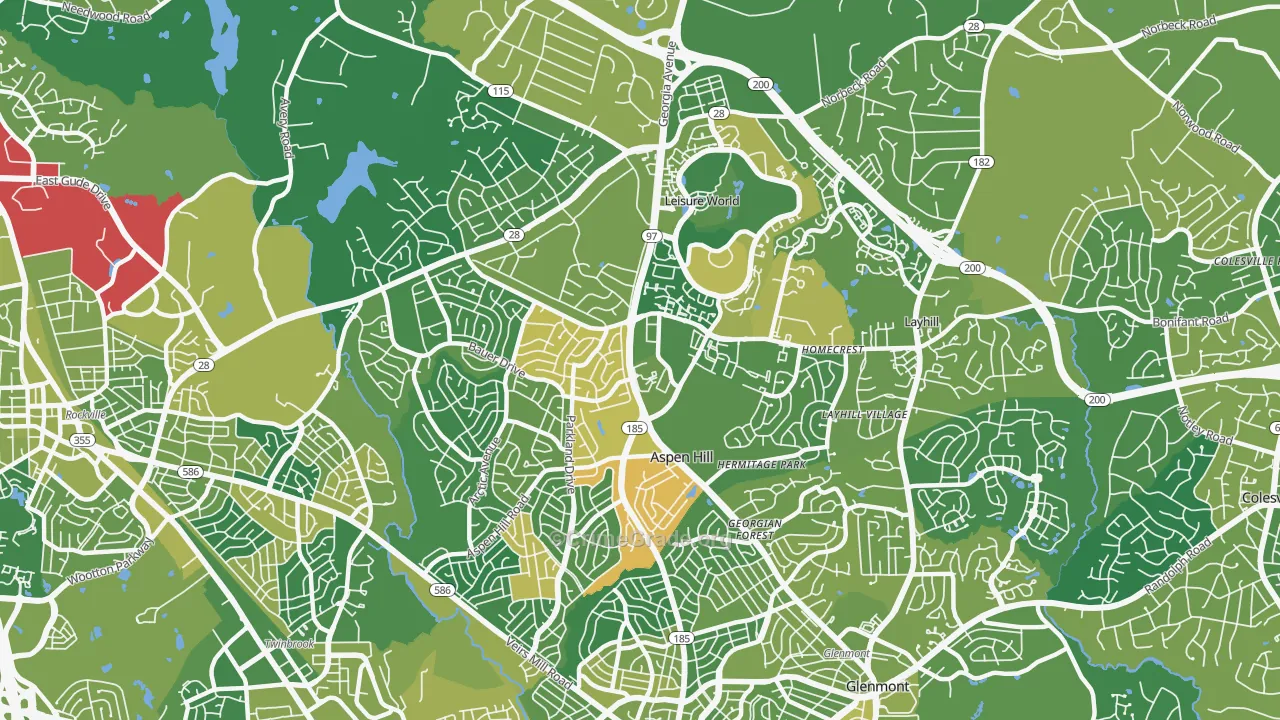 Aspen Hill, MD Map of Drug-Related Crime Rates