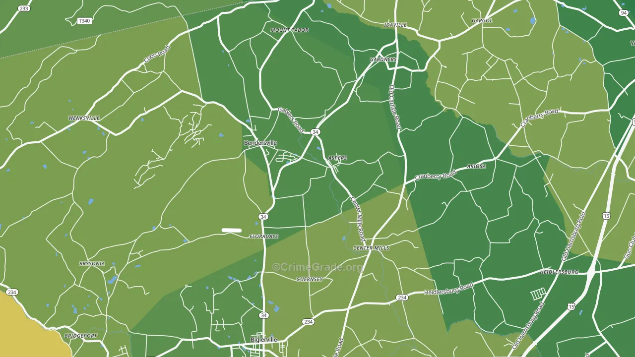 Aspers, PA Map of Drug-Related Crime Rates