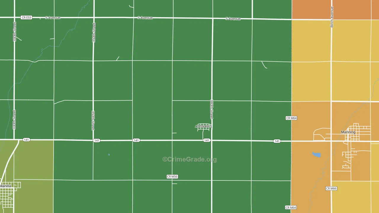 Aspinwall, IA Map of Drug-Related Crime Rates