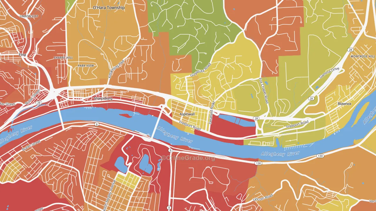 Aspinwall, PA Map of Drug-Related Crime Rates