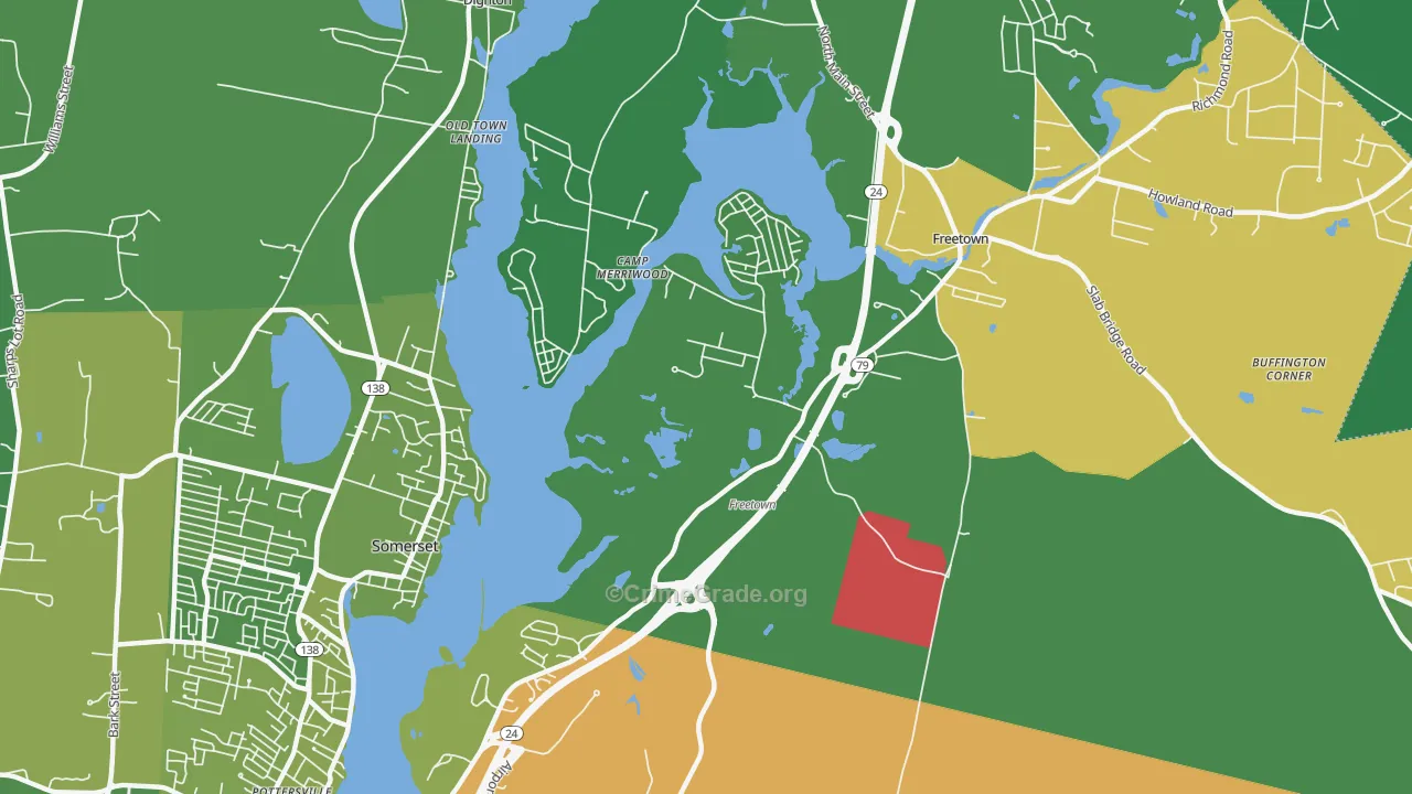 Assonet Bay Shores, MA Map of Drug-Related Crime Rates