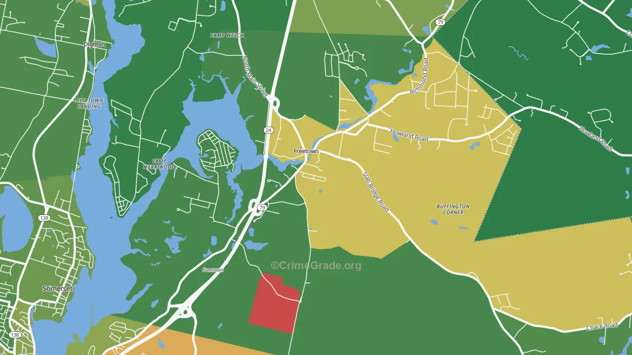 Assonet, MA Map of Drug-Related Crime Rates