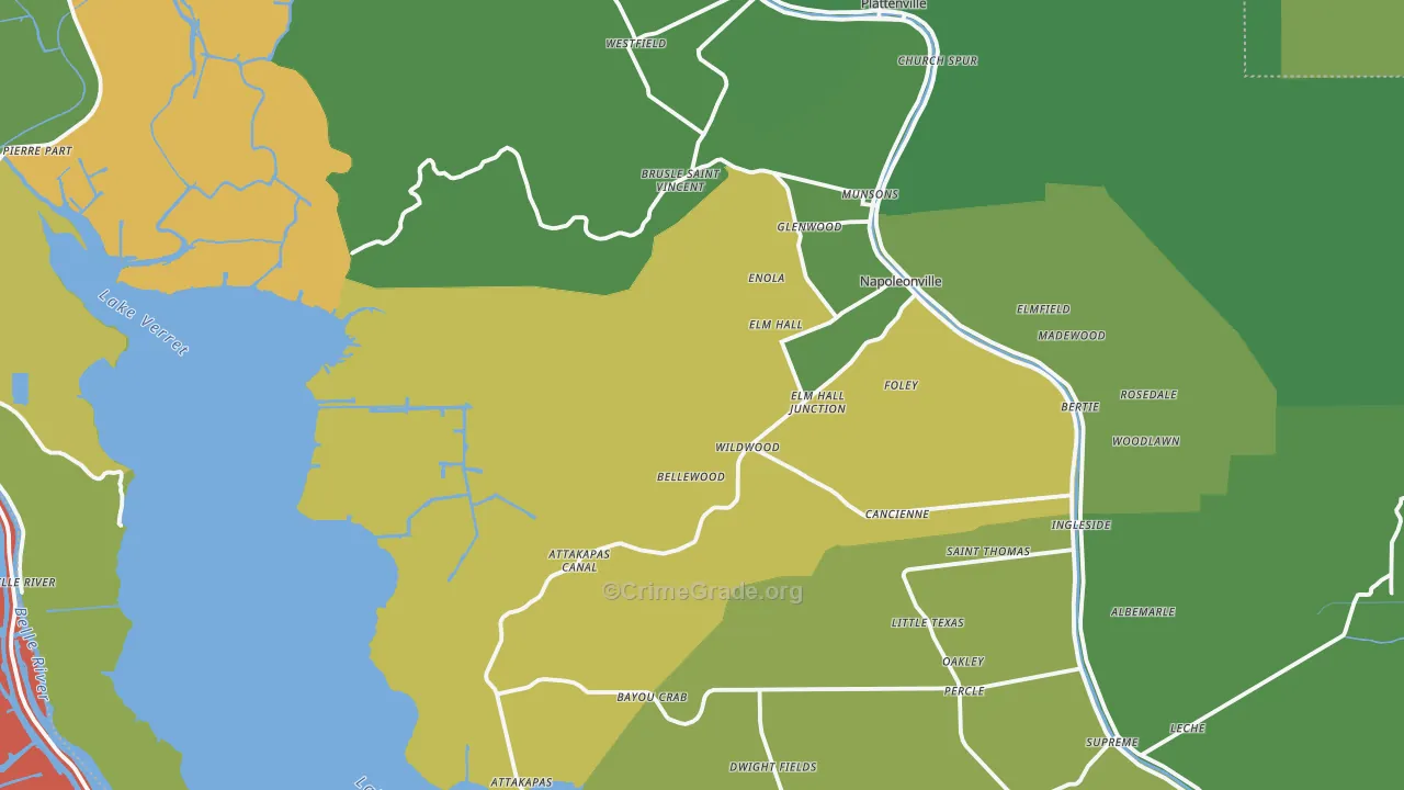 Assumption Parish, LA Map of Drug-Related Crime Rates