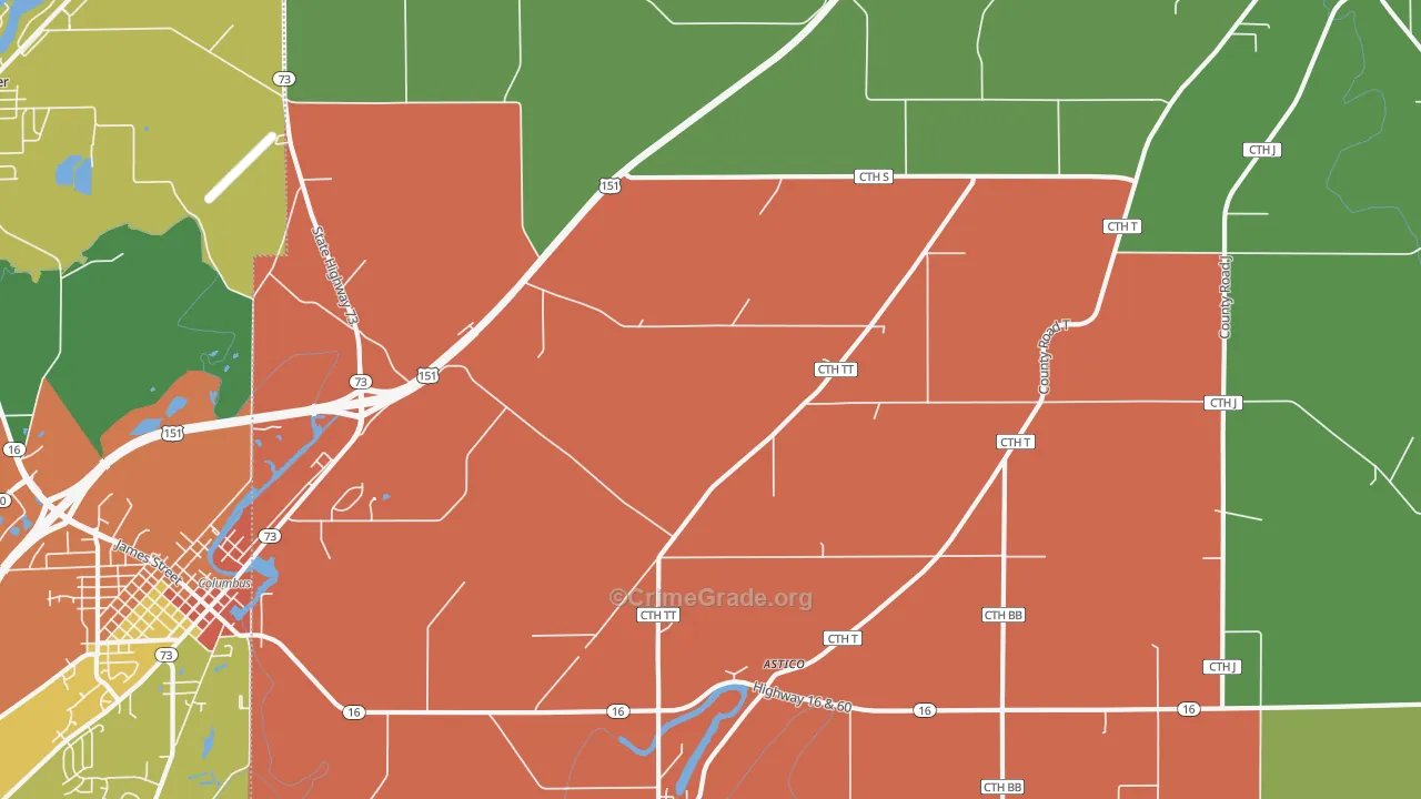 Astico, WI Map of Drug-Related Crime Rates