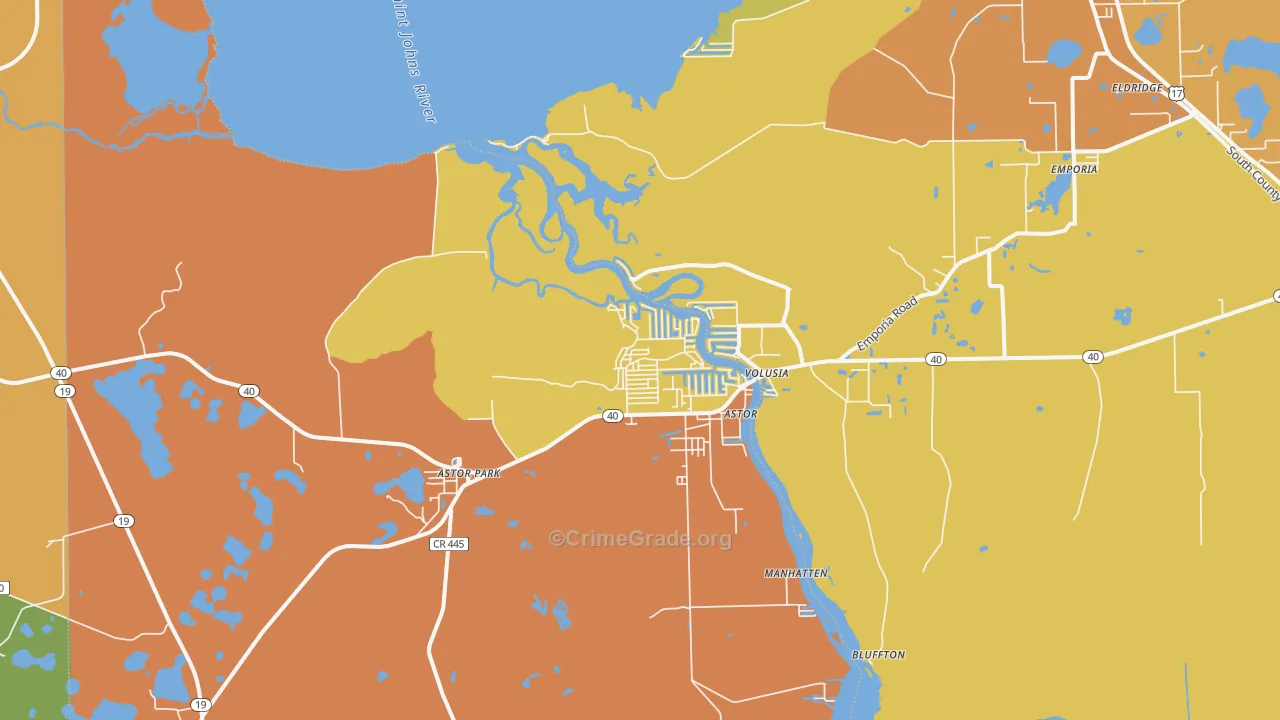 Astor, FL Map of Drug-Related Crime Rates