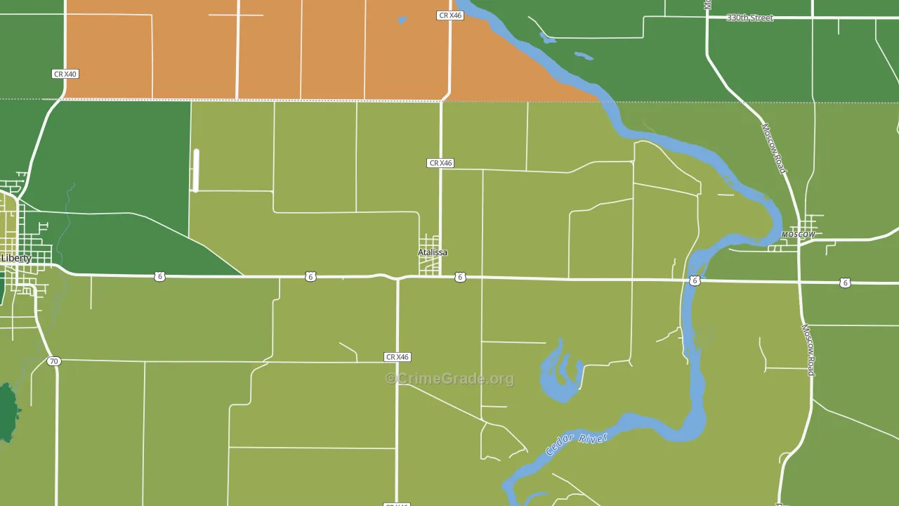 Atalissa, IA Map of Drug-Related Crime Rates