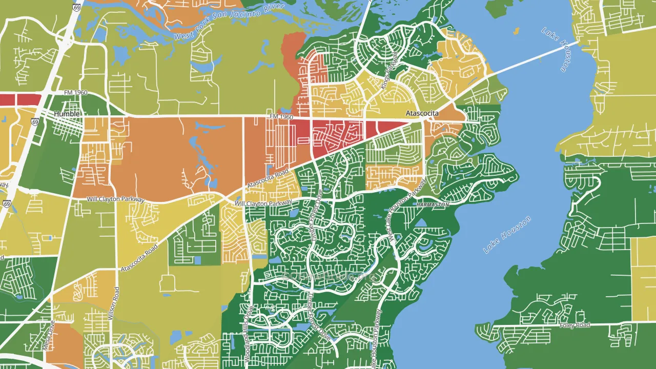 Atascocita, TX Map of Drug-Related Crime Rates